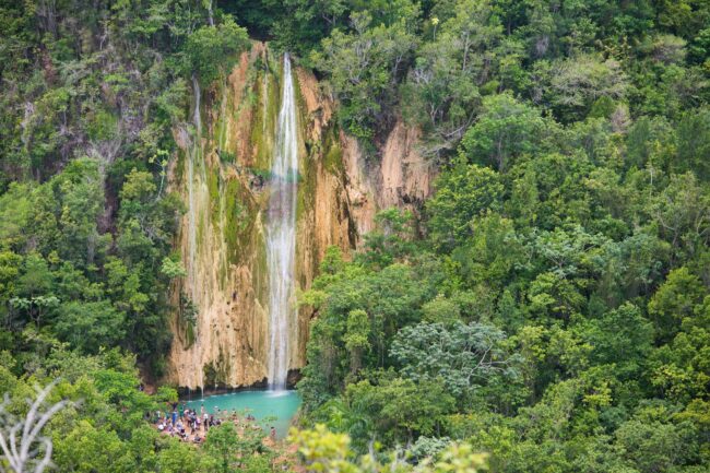 View of the waterfalls on the hike towards El Salto Del Limón in Samana, Dominican Republic.